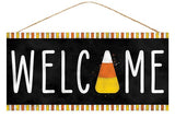 12.5"L x 6"H Welcome Candy Corn Sign, Black/Yellow/Orange/White  WS3