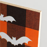 12.5"L x 6"H Happy Halloween Check Sign, Black/White/Orange  WS3