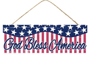 15"L x 5"H God Bless America Sign, Red/White/Blue  WS2