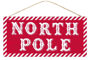 12.5"L x 6"H North Pole Sign, Red/White  WS3