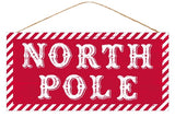 12.5"L x 6"H North Pole Sign, Red/White  WS3