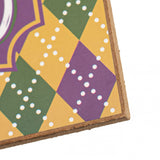 12.5”Lx6”H Happy Mardi Gras Sign, Purple/Gold/Green/White  WS3