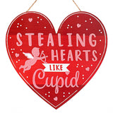 12"Lx11.5"H Stealing Hearts Like Cupid Sign, White/Red/Light Pink  WS3