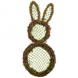 19.5"H x 9.5"W Flocked Grapevine Rabbit, Brown/Green  SU36