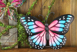 12"H x 8.3"L Metal/Embossed Monarch, Pink/Purple/Blue/Black/White  WS4