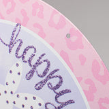 12" Round Metal Glitter And Leopard Happy Easter Sign, Pink/White/Lavender/Blue/Mint Green  WS5