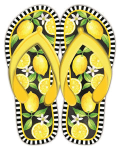 12.75"x10"L Metal Flip Flops Sign, Yellow/Green/Black/White  WS4