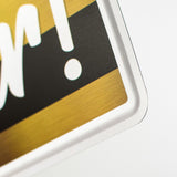 12"L x 6"H Tin Happy New Year Sign, Black/Gold/White  WS3