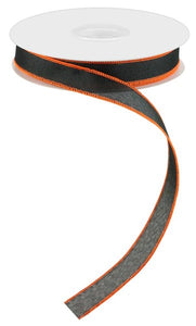 7/8"x25yd Faux Burlap, Black/Orange  JL13