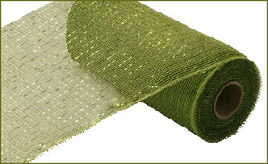 10"x10yd Metallic Mesh, Moss/Apple w/Lime Foil  SU35B
