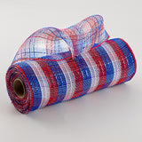 10"x10yd Metallic Check Mesh, Red/White/Blue  SU35B