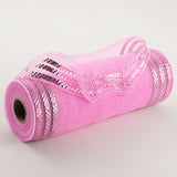 10"x10yd Border Stripe Metallic Mesh, Pink w/Pink Foil  SU35