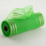10"x10yd Border Stripe Metallic Mesh, Lime Green w/Lime Foil  SU35