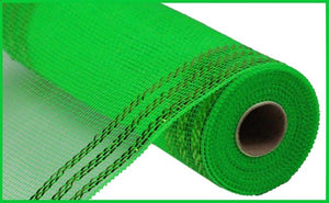 10"x10yd Border Stripe Metallic Mesh, Lime Green w/Lime Foil  SU35