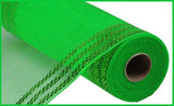 10"x10yd Border Stripe Metallic Mesh, Lime Green w/Lime Foil  SU35