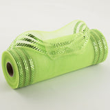 10"x10yd Border Stripe Metallic Mesh, Apple Green w/Lime Foil  SU35