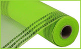 10"x10yd Border Stripe Metallic Mesh, Apple Green w/Lime Foil  SU35