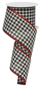 2.5"x10yd Large Houndstooth, White/Black/Crimson  MA16