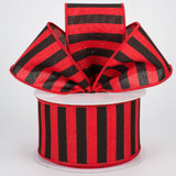 2.5"x10yd Medium Horizontal Stripe On Royal Burlap, Red/Black  MA6