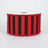 2.5"x10yd Medium Horizontal Stripe On Royal Burlap, Red/Black  MA6