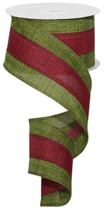 2.5"x10yd 3 Color 3 In 1 Royal Burlap, Dark Moss/Burgundy  JY1