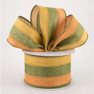 2.5"x10yd 3 Color 3 In 1 Royal Burlap, Talisman/Dark Moss Green/Dark Mustard  JY5