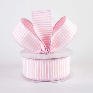 1.5"x10yd Horizontal Stripes On Royal Burlap, Pale Pink/White  MA24