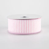 1.5"x10yd Horizontal Stripes On Royal Burlap, Pale Pink/White  MA24