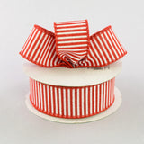 1.5"x10yd Horizontal Stripes On Royal Burlap, Red/White  JY3