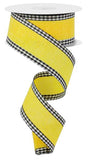 1.5"x10yd Royal Burlap Gingham Edge, Sun Yellow/Black/White  J54