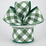 2.5"x10yd Diagonal Check On Royal Burlap, Emerald Green/White  DC4