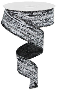 1.5"x10yd Glitter/Metallic Streaks, Black/White/Silver  OB1