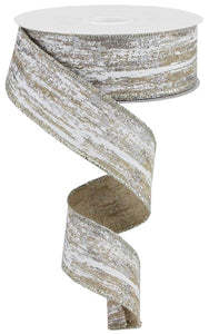 1.5"x10yd Glitter/Metallic Streaks, Light Beige/White/Silver  OB3