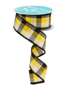 1.5"x10yd Woven Check, Black/White/Yellow  AP26