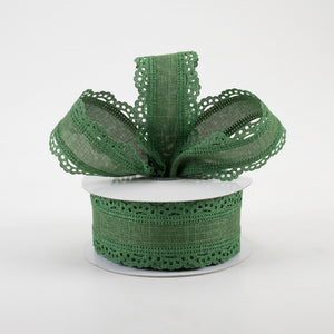 1.5"x10yd Royal Burlap Scalloped Edge, Emerald Green  JY16