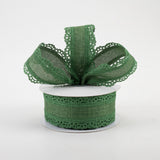 1.5"x10yd Royal Burlap Scalloped Edge, Emerald Green  JY16