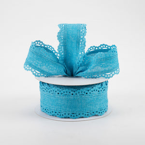 1.5"x10yd Royal Burlap Scalloped Edge, Turquoise  FF45