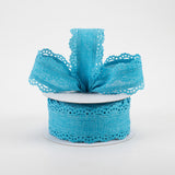 1.5"x10yd Royal Burlap Scalloped Edge, Turquoise  FF45