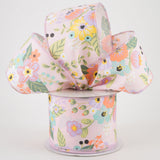 2.5"x10yd Graphic Florals, Light Pink/Peach/Lavender/Yellow/Green  FF16