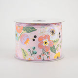 2.5"x10yd Graphic Florals, Light Pink/Peach/Lavender/Yellow/Green  FF16