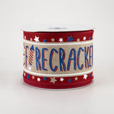2.5"x10yd Lil' Firecracker On Royal Burlap, Natural/Red/White/Blue  MA42