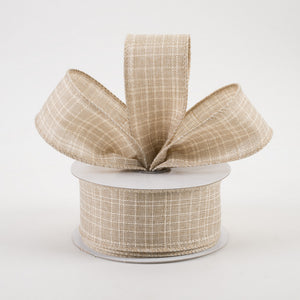 1.5"x10yd Check Royal Burlap, Beige  MA63