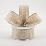 1.5"x10yd Check Royal Burlap, Beige  MA63