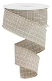 1.5"x10yd Check Royal Burlap, Beige  MA63