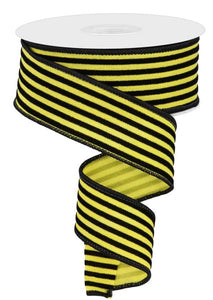 1.5"x10yd Velvet Vertical Thin Lines, Yellow/Black  MA65