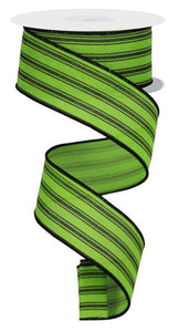 1.5"x10yd Ticking Stripe, Fresh Green/Black  MA75