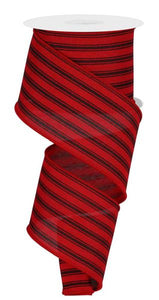 2.5"x10yd Ticking Stripe, Red/Black  MA69