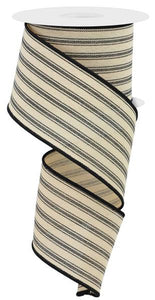 2.5"x10yd Ticking Stripe, Tan/Black  MA69
