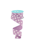 1.5"x10yd Polka Dots On Diagonal Weave, Lavender/White  AP35