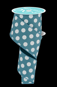 2.5"x10yd Polka Dots On Diagonal Weave, Smoke Blue/White  AP37